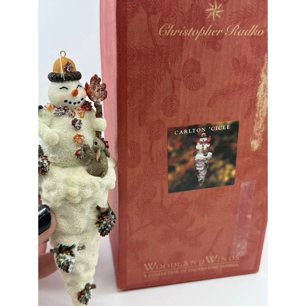 Christopher Radko Carlton Cicle Snowman Ornament‎ Woodland Winds Collection
